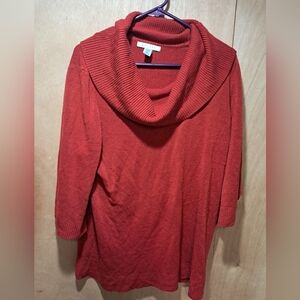 Elegant Red Cowl Neck Sweater